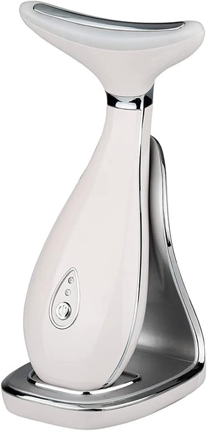 Lily Neck Face Massager, Face Sculpting Tool, Skin Rejuvenation Device with Thermal, Triple Action LED and Vibration, for Anti-Aging, Lifting and Tightening Sagging Skin (Pearl White)