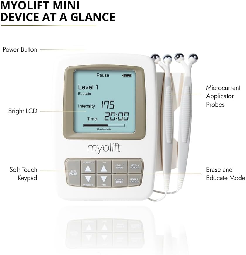 7E Wellness MyoLift Mini Bundle – Mini Microcurrent Facial Device with Conductive Eye Mask, Forehead & LipMasks, Conductive Gloves & RestoreGel –Non-Invasive Skin Care for Anti-Aging & Skin Tightening