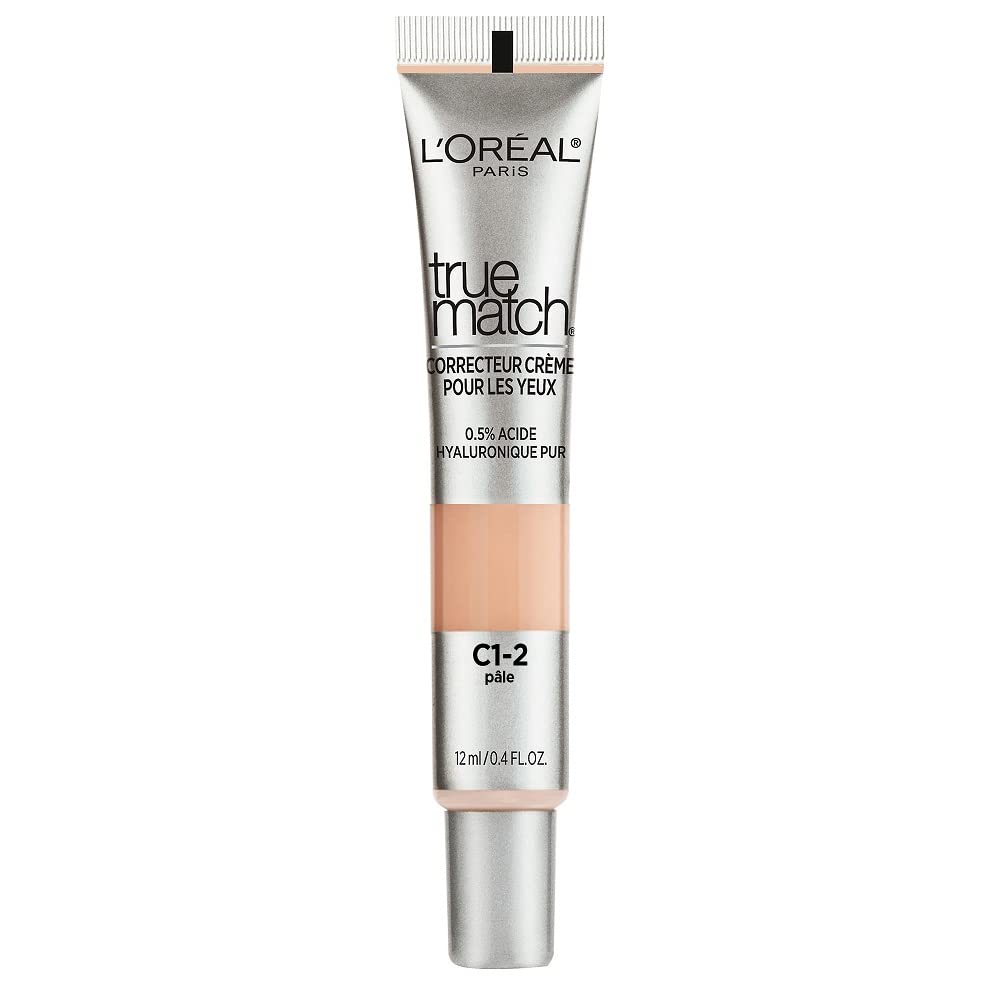 L'Oreal Paris True Match Eye Cream in a Concealer, 0.5% hyaluronic acid, Fair C1-2, 0.4 fl. oz.