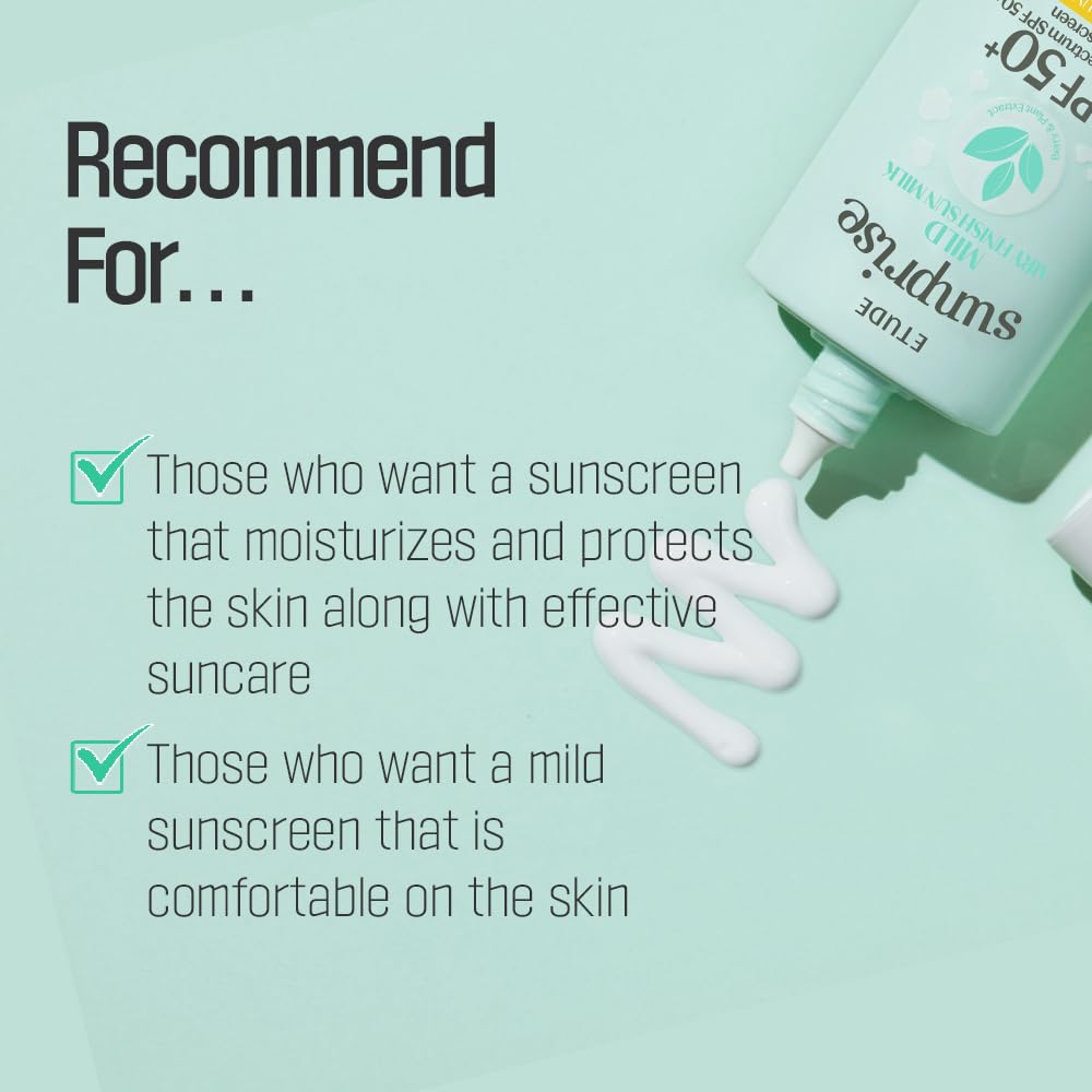 ETUDE Sunprise Mild Airy Finish Sun Milk SPF50+ / PA++++ (55ml) | Sebum-free, Non-Sticky, Long Lasting Protection, 100% Mineral Based Korean Sunscreen, Korean Skin Care