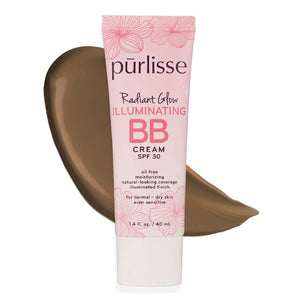 pūrlisse Radiant Glow Illuminating BB Cream with SPF 30 - Glow BB Cream Enriched with Goji & Hawthorn Berry for Dewy Skin - Helps to Improve Skin Texture & Radiance - Light (1.4 oz)