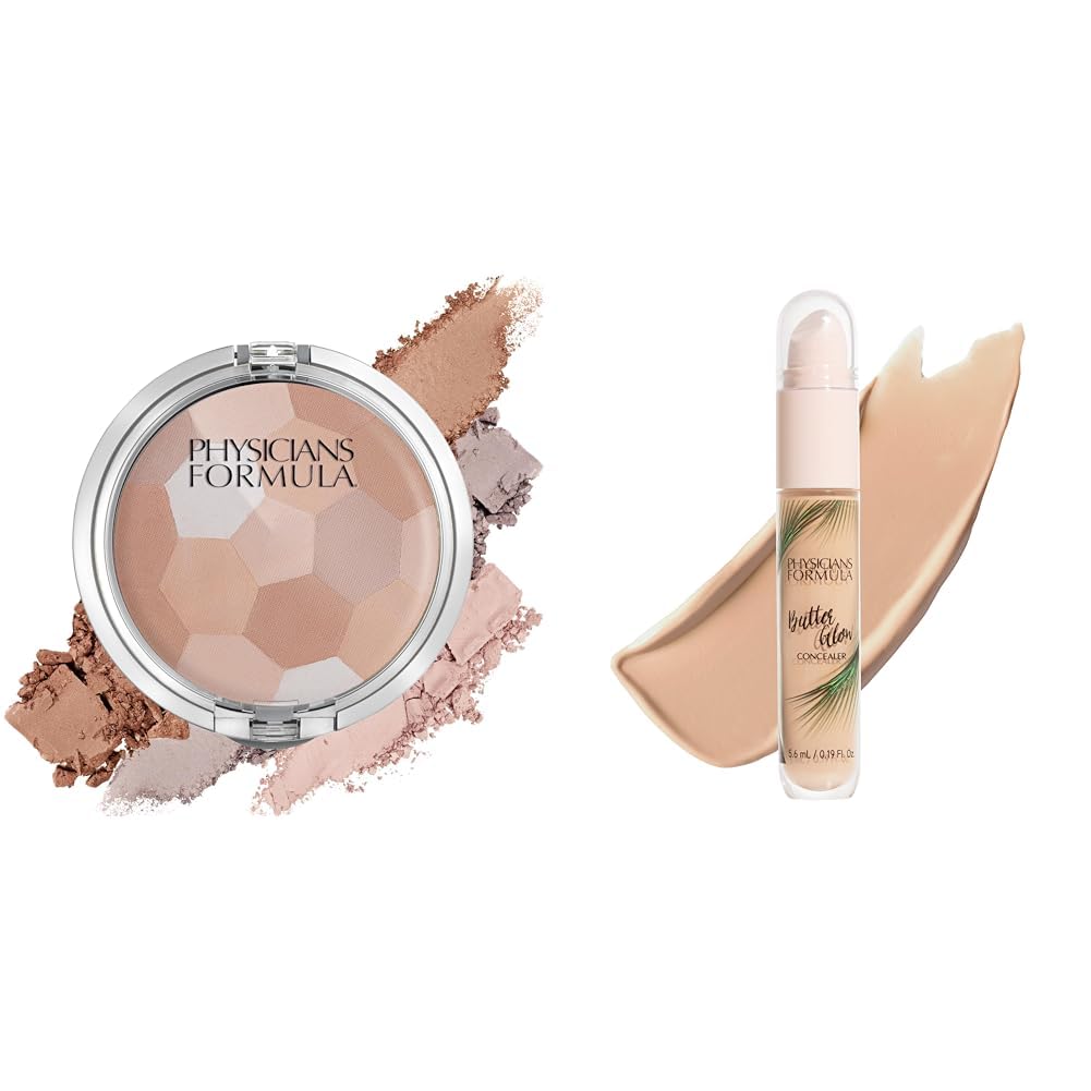 Physicians Formula Setting Powder Palette Multi-Colored Pressed Finishing Powder Translucent & Super BB Cream All in 1 Beauty Balm Foundation Cream SPF 30, Light