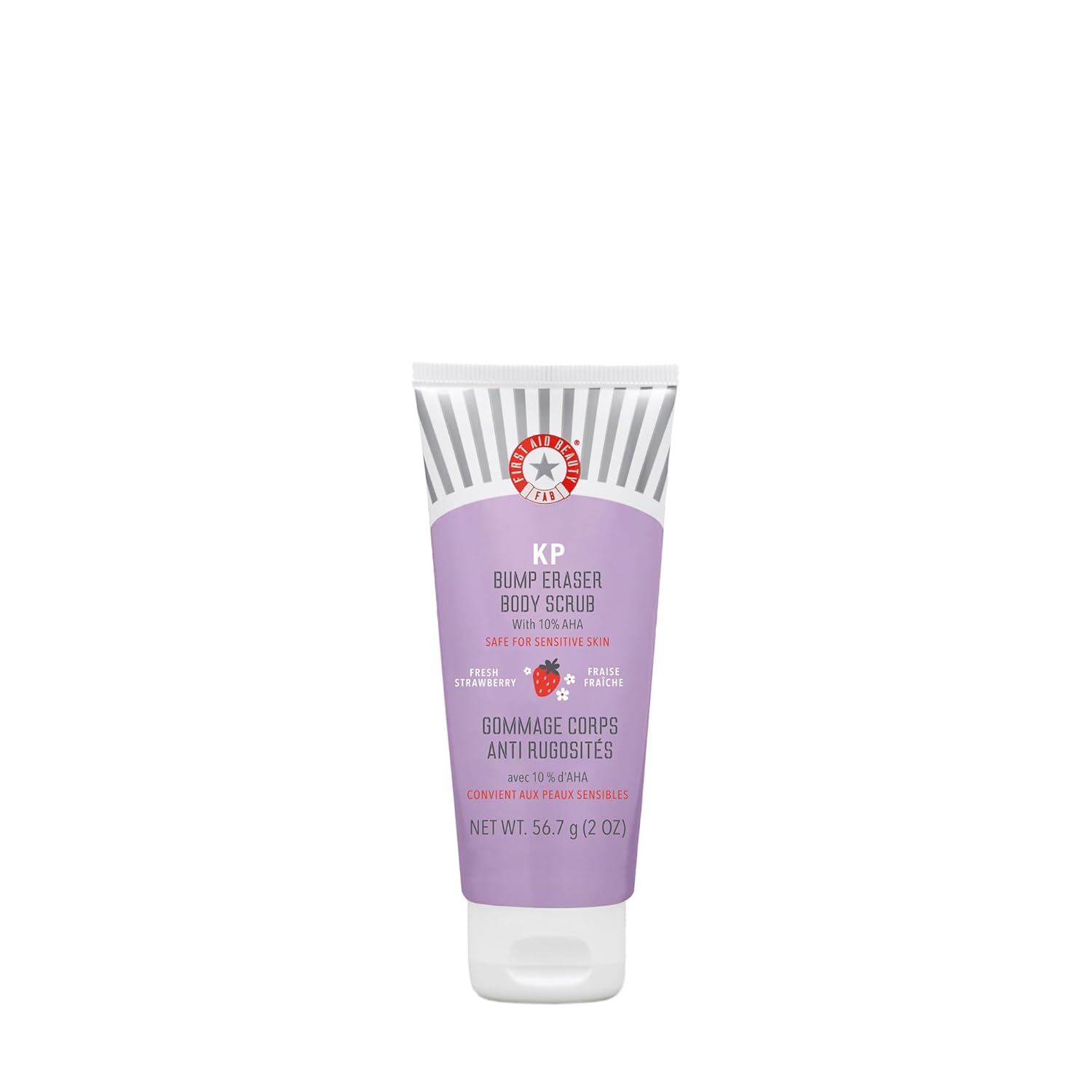 First Aid Beauty - KP Bump Eraser Body Scrub with 10% AHA, Keratosis Pilaris Exfoliator with Glycolic and Lactic acids, Helps Reduce Chicken Skin Bumps, Safe for Sensitive Skin, Strawberry Scent, 8 oz