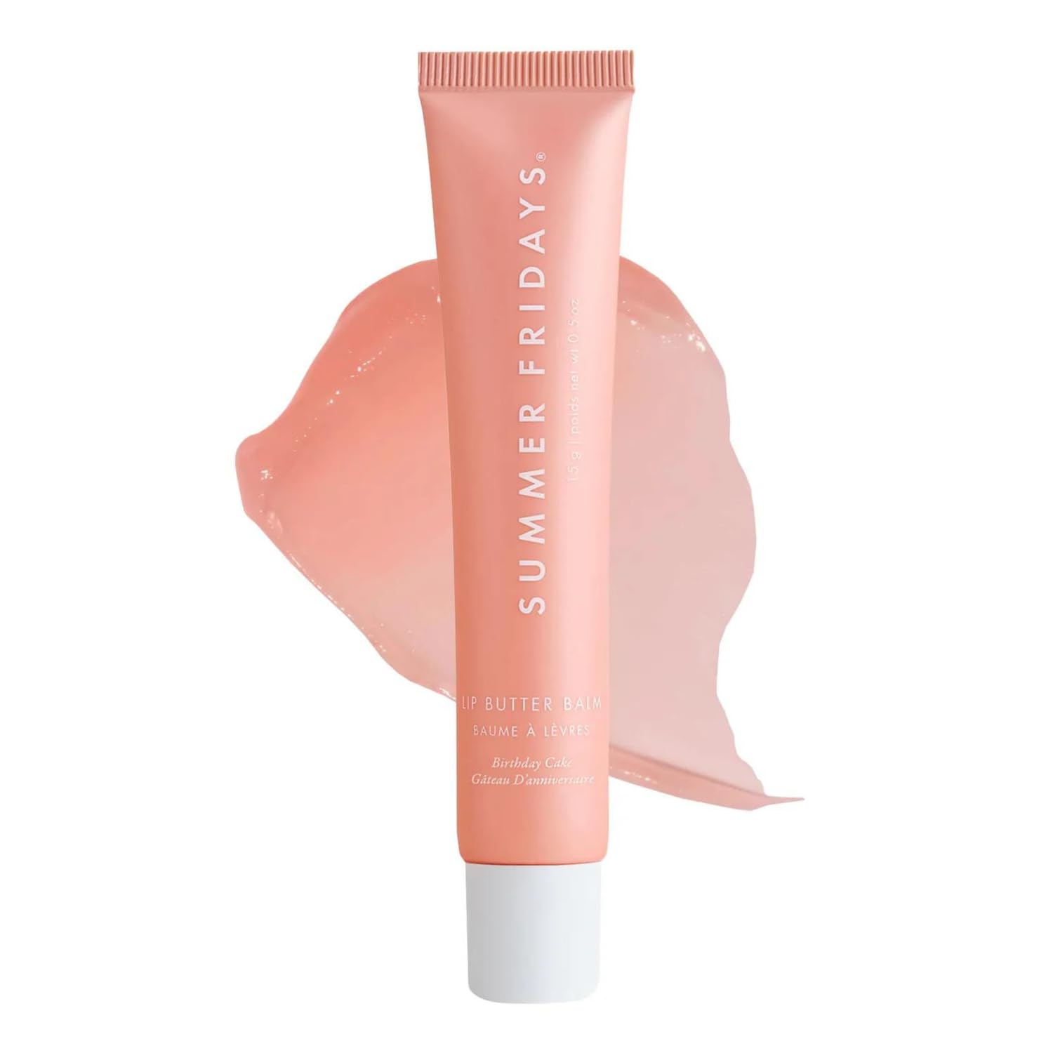 Summer Fridays Tinted Lip Butter Balm - Conditioning Vegan Lip Balm for Instant Moisture, Shine & Hydration - Sheer-Tinted, Soothing Skincare - Pink Sugar (.5 Oz)