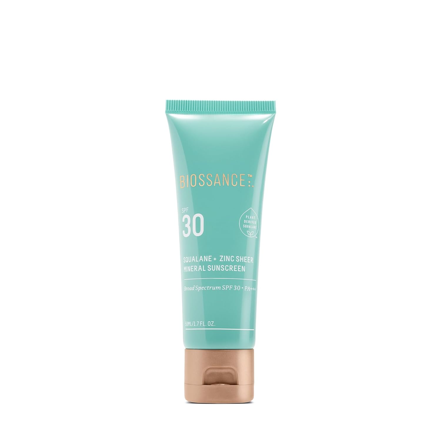 Biossance Squalane + Zinc Sheer Mineral Sunscreen Lotion – Broad-Spectrum SPF 30 with Zinc Oxide and Ectoin – Weightless with Non-Greasy, Dewy Finish – Hydrating Moisturizer & Makeup Primer