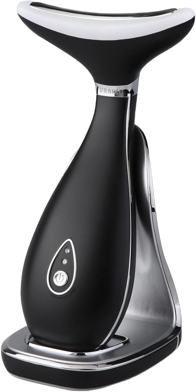 Lily Neck Face Massager, Face Sculpting Tool, Skin Rejuvenation Device with Thermal, Triple Action LED and Vibration, for Anti-Aging, Lifting and Tightening Sagging Skin (Pearl White)