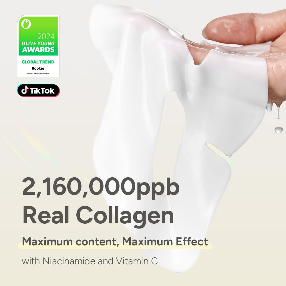 SUNGBOON EDITOR Deep Collagen Niacin-Vita C Overnight Mask 37gx4ea | Real Collagen 2,160,000PPB with Niacinamide & Vitamin C | Hydrating Face Mask for Glass Skin | Korean Skincare Routine