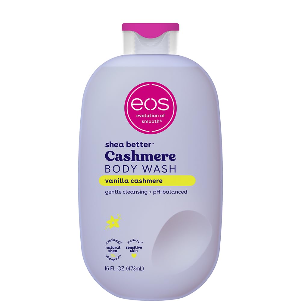 eos Shea Better Cashmere Body Wash, Fresh & Cozy, Moisturizing, pH Balanced Body Wash, Creamy Gel Formula, Paraben & Phthalate Free, Sensitive Skin, 16 fl oz