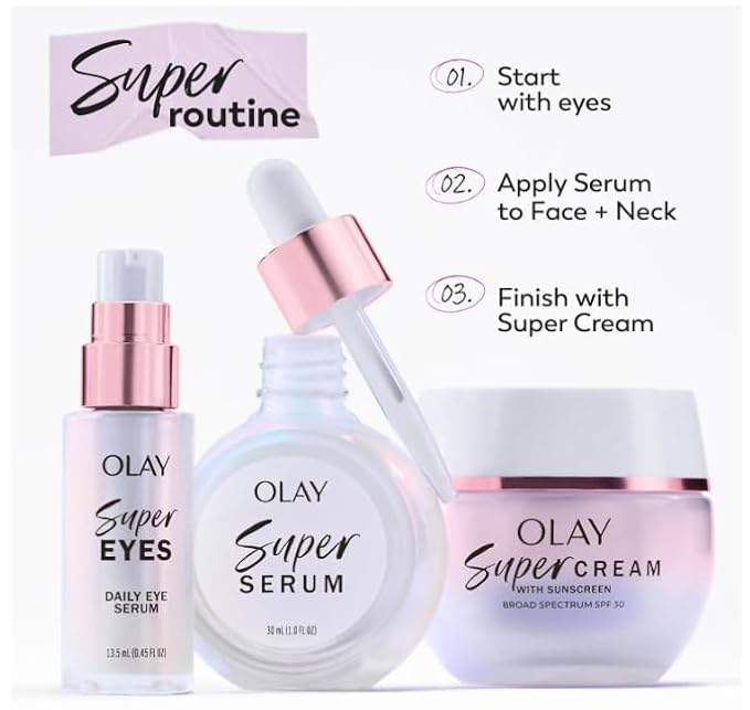 Olay Super Serum 1.0 oz with Niacinamide, Vitamin C, Collagen Peptide, AHA, and Vitamin E