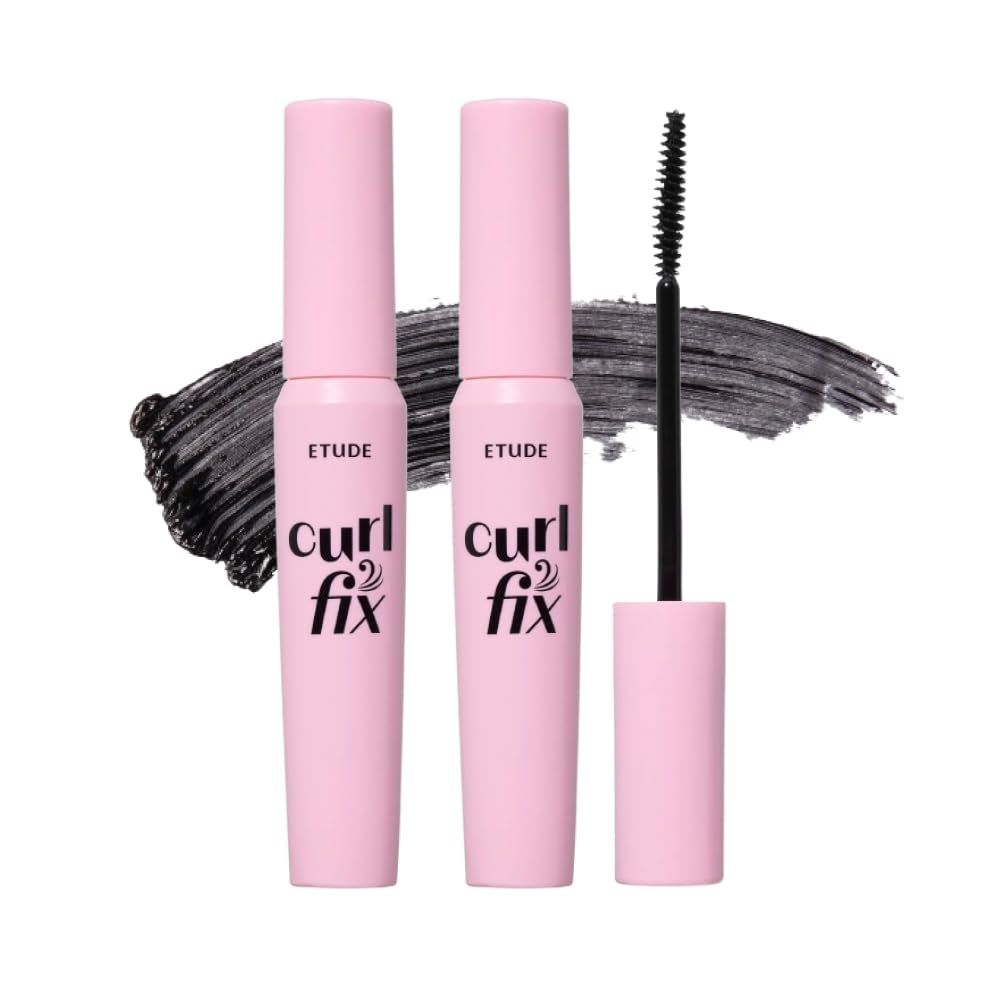 ETUDE Curl Fix Mascara #1 Black | A curl fix mascara that keeps fine eyelashes powerfully curled up for 24 hours by ETUDE's own Curl 24H Technology, Korean Makeup, Kbeauty, Perfect for Gift