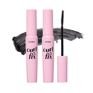 ETUDE Curl Fix Mascara #1 Black | A curl fix mascara that keeps fine eyelashes powerfully curled up for 24 hours by ETUDE's own Curl 24H Technology, Korean Makeup, Kbeauty, Perfect for Gift