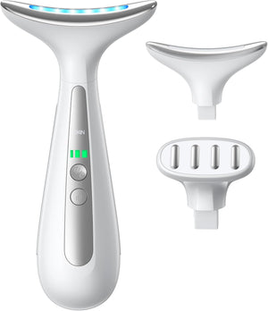Facial and Neck Massager for Face, Neck - Skin Lifting & Firming - Wrinkle & Dark Circle Reducer - at Home Skin Care Face Sculpting Tool and Neck Massager-White