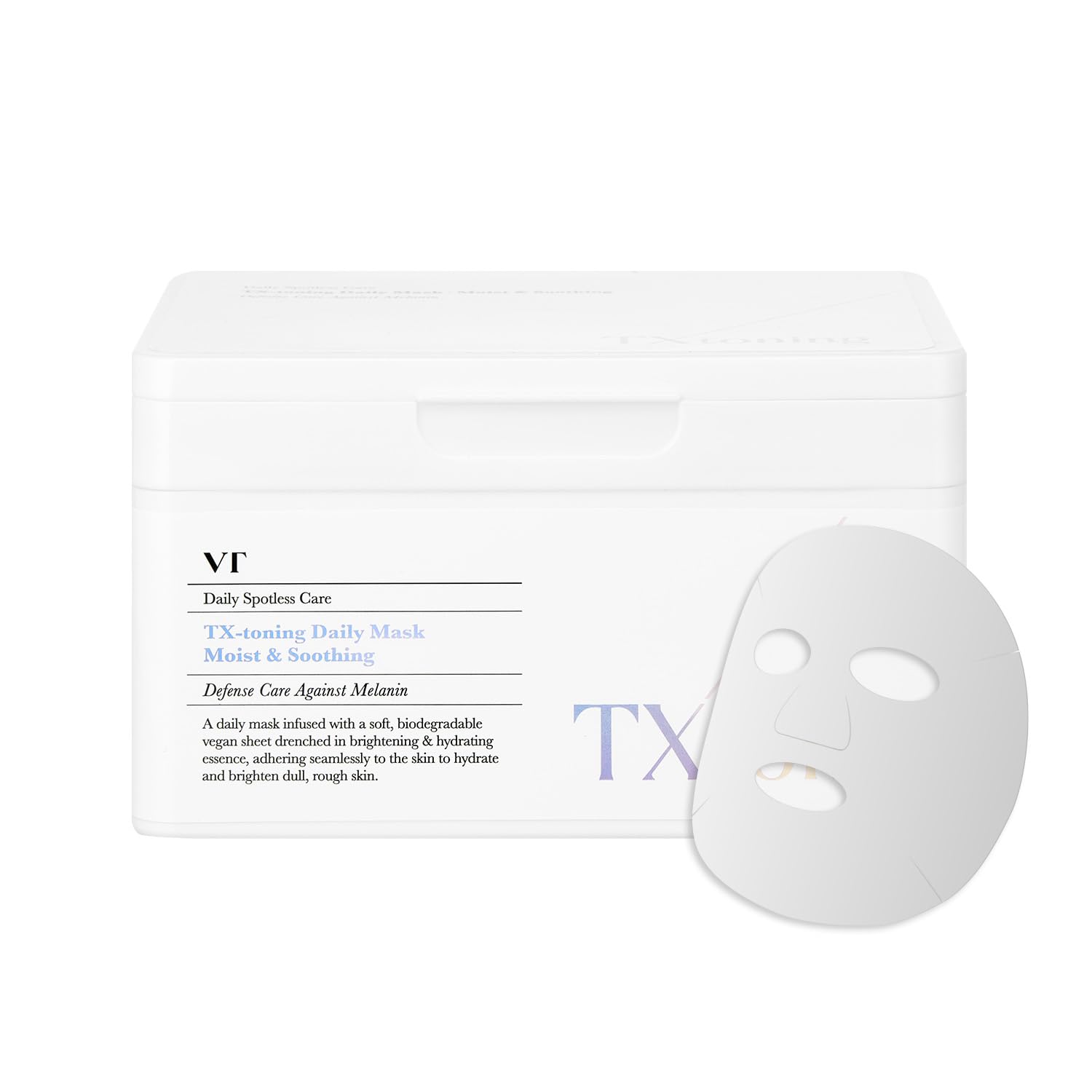 VT COSMETICS CICA Daily Soothing Mask 30 Sheets, Centella Asiatica & Hyaluronic Acid for Moisturizing & Hydrating, Instant Calm & Glow, Skin Softening Facial Mask, Korean Face Mask