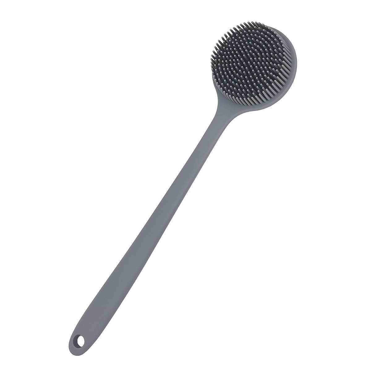 DNC Silicone Back Scrubber for Shower Bath Body Brush with Long Handle (Gray)