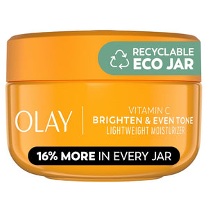 Olay Bright & Even Vitamin C with Lactic Acid Face Moisturizer, 2 oz Lightweight Brightening Face Cream for Uneven Skin Tone, Recyclable Eco Jar Packaging, Value Size