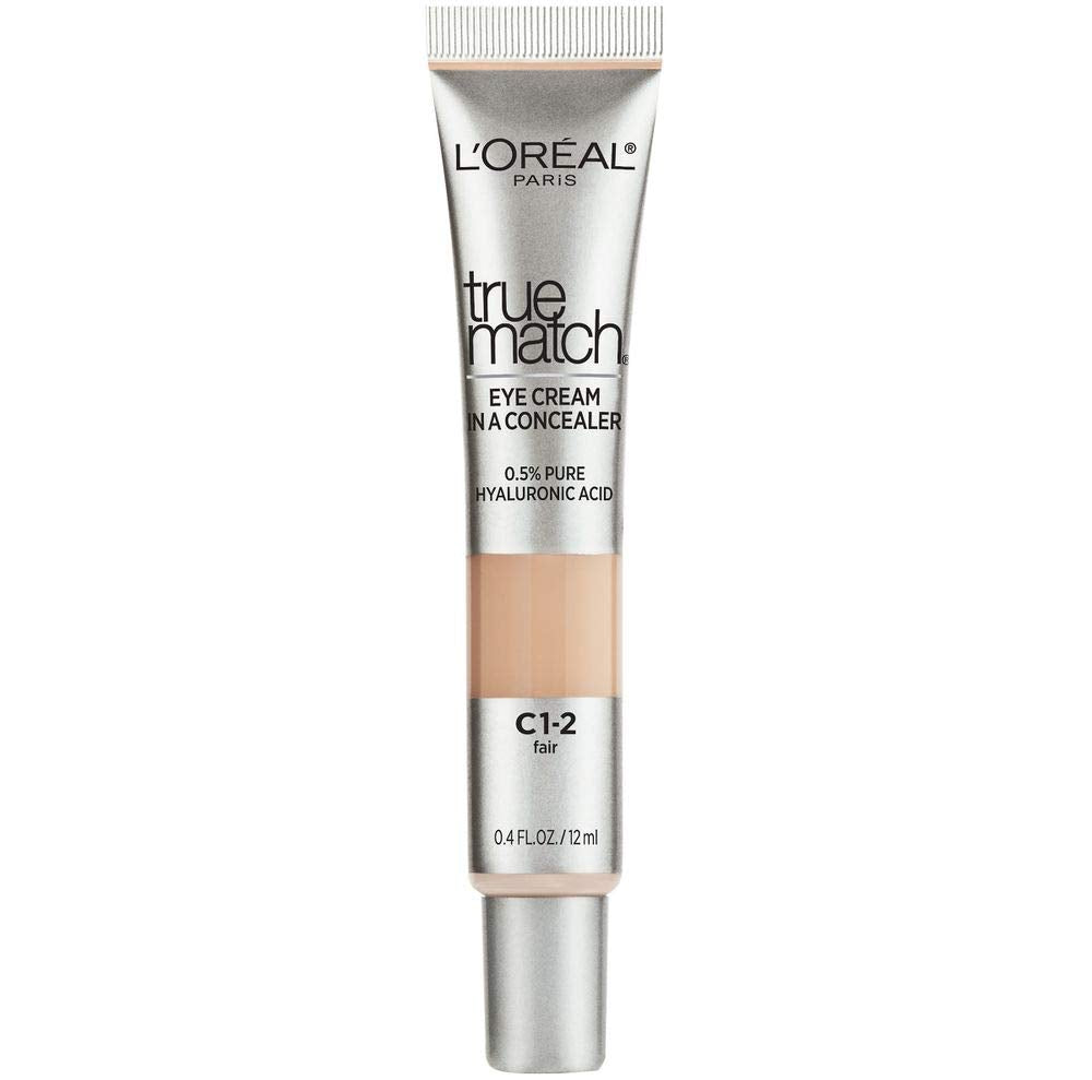 L'Oreal Paris True Match Eye Cream in a Concealer, 0.5% hyaluronic acid, Fair C1-2, 0.4 fl. oz.