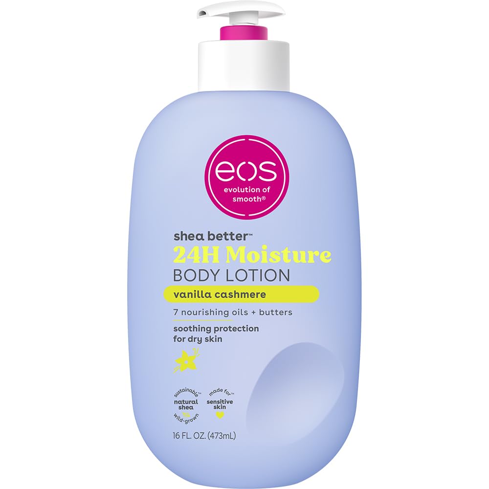 eos Shea Better Body Lotion- Vanilla Cashmere, 24-Hour Moisture Skin Care, Vegan, 16 fl oz
