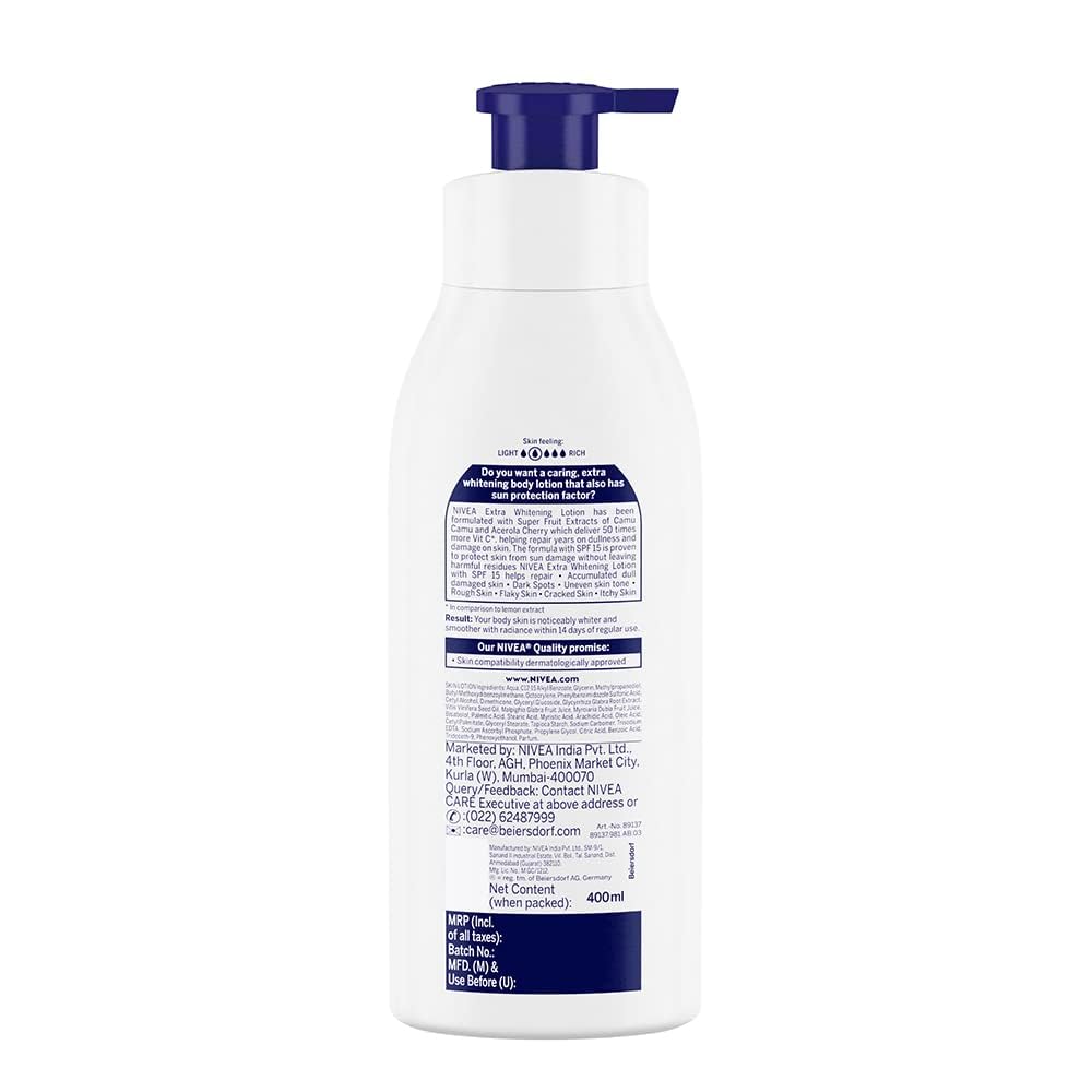 Nivea Body Lotion Natural Glow | Cell Repair Even Tone Complex & Vitamin C SPF 15 | 400ml (13.52 Fl OZ)