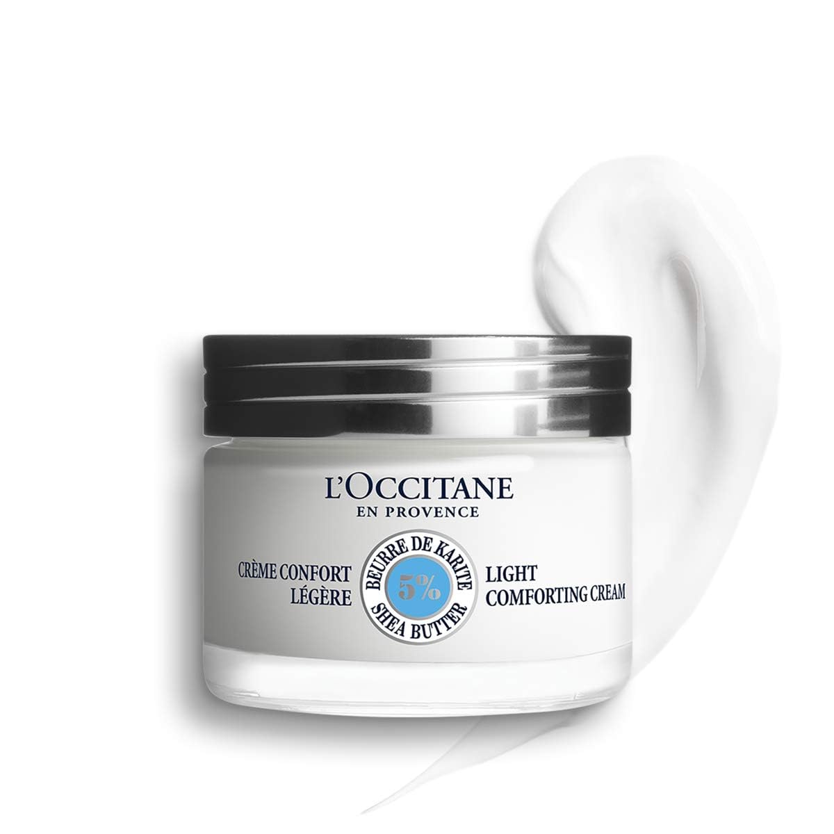 L'OCCITANE 5% Organic Shea Butter Lightweight Comforting Face Cream, Moisturizes, Hydrates & Soothes Sensitive Skin, Non-Comedogenic, Vegan Skincare
