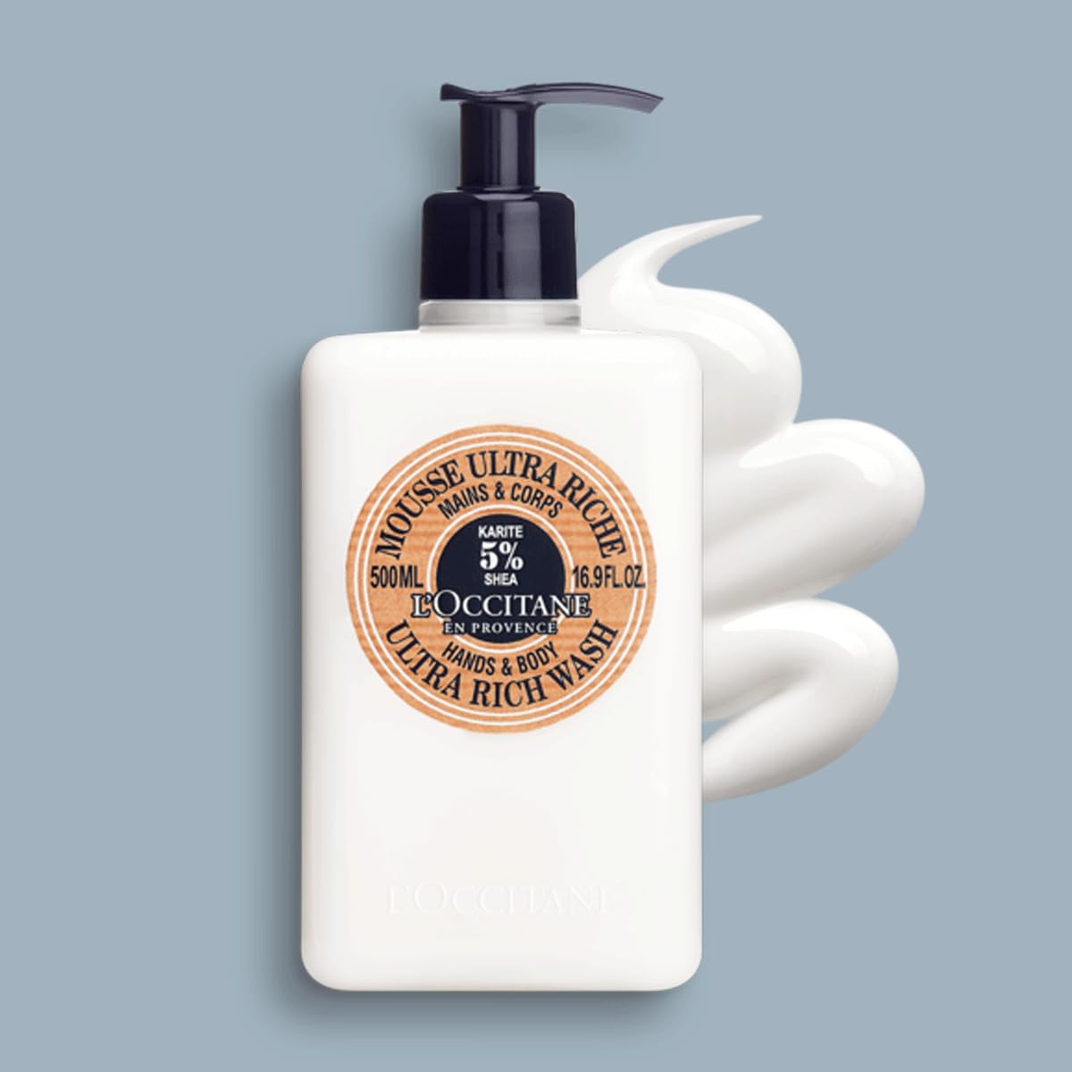 L'Occitane Shea Hands & Body Ultra Rich Wash: Cleanse, Soften, Gentle Foaming Cream, Classic Shea Scent, Prevent Dryness, With 5% Shea Butter, Refill Available