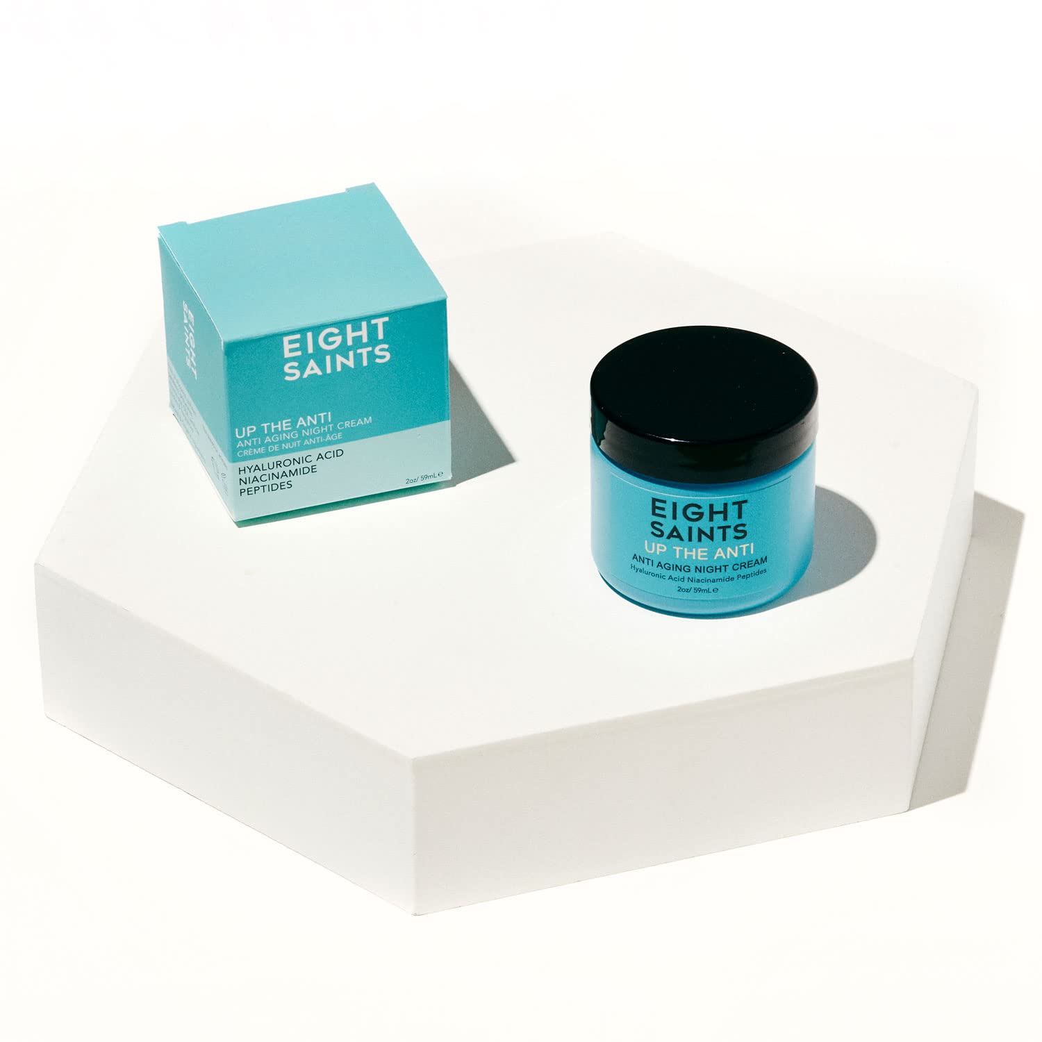 Eight Saints Skin Care Up the Anti Night Cream Face Moisturizer to Reduce Fine Lines and Wrinkles, Natural and Organic Anti Aging Cream For Face & Neck with Niacinamide and Hyaluronic Acid, 2 Ounces