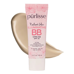 pūrlisse Radiant Glow Illuminating BB Cream with SPF 30 - Glow BB Cream Enriched with Goji & Hawthorn Berry for Dewy Skin - Helps to Improve Skin Texture & Radiance - Tan Deep (1.4 oz)