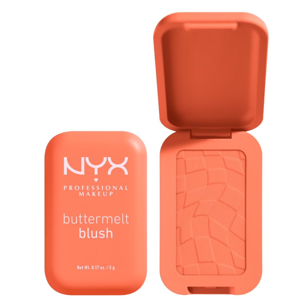 NYX PROFESSIONAL MAKEUP Buttermelt Powder Blush, Fade and Transfer-Resistant Blush, Up to 12HR Make Up Wear, Vegan Formula - Back And Butta