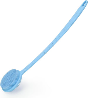 VWMYQ Silicone Back Scrubber for Shower, 17in Lengthen Long Handle Body Brush, Double Sided Shower Brush for Shower Exfoliating and Massage Can Produce Rich Foam, Long Handle Back Scrubber for Men.