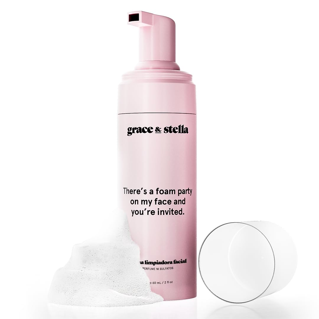 grace & stella Award Winning Hydrating Face Wash (150ml) - Gentle Foaming Facial Cleanser with Hyaluronic Acid, Rose Water, Aloe Vera - Moisturizing Cleansing Foam for Normal to Very Dry Skin - Vegan