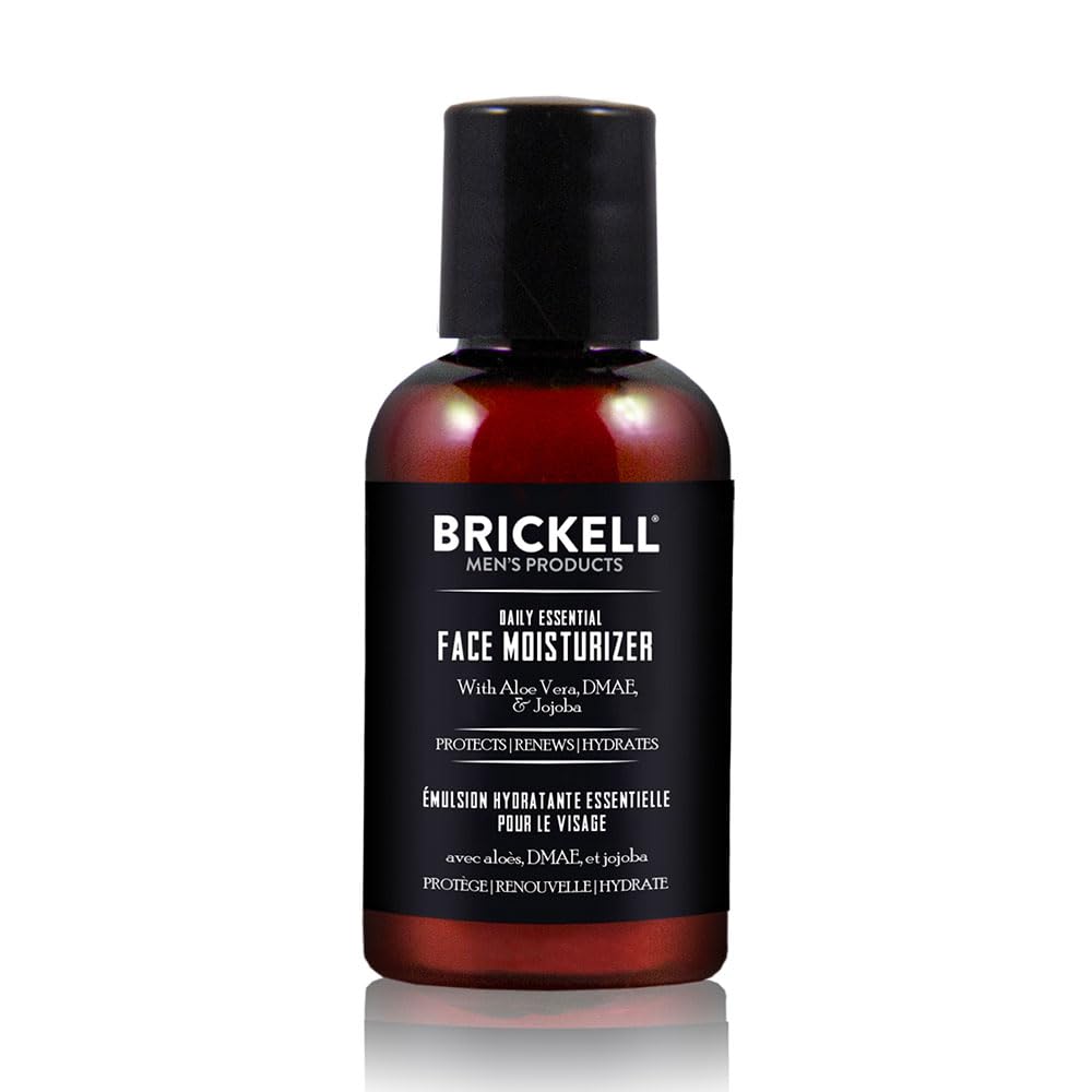 Brickell Men's Daily Essential Face Moisturizer for Men, Natural and Organic Fast-Absorbing Face Lotion with Hyaluronic Acid, Green Tea, and Jojoba, 4 Ounce, Scented