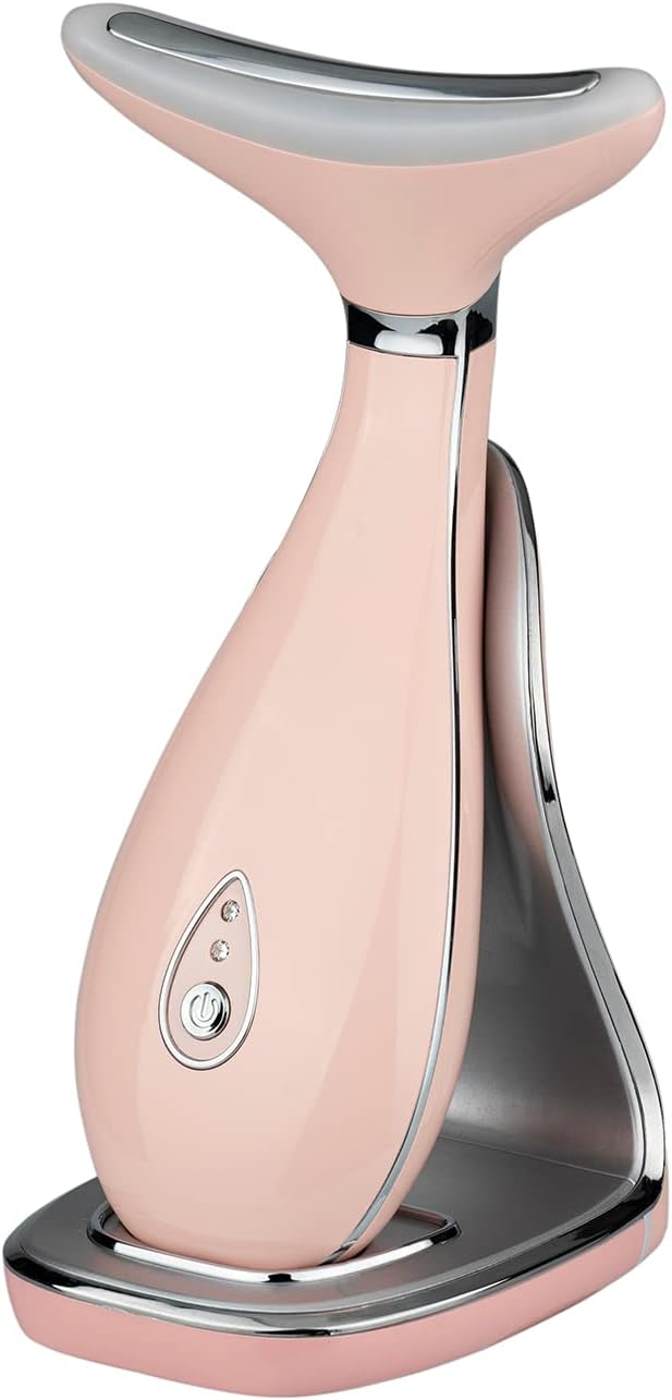 Lily Neck Face Massager, Face Sculpting Tool, Skin Rejuvenation Device with Thermal, Triple Action LED and Vibration, for Anti-Aging, Lifting and Tightening Sagging Skin (Pearl White)