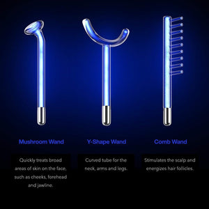 NuDerma Clinical Skin Therapy Wand - Portable Skin Therapy Machine w 6 Fusion Neon + Argon Wands – Anti Aging - Clarifying - Skin Tightening & Radiance - Wrinkle Reducing