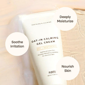 PURITO Oat In Calming Gel Cream, Oat Seed Water for Hydration & Soothing, Lightweight, Non-Sticky Moisturizer for Sensitive Skin, Non-Comedogenic, Fragrance-Free, Korean Skincare, 50 ml 1.69 fl.oz