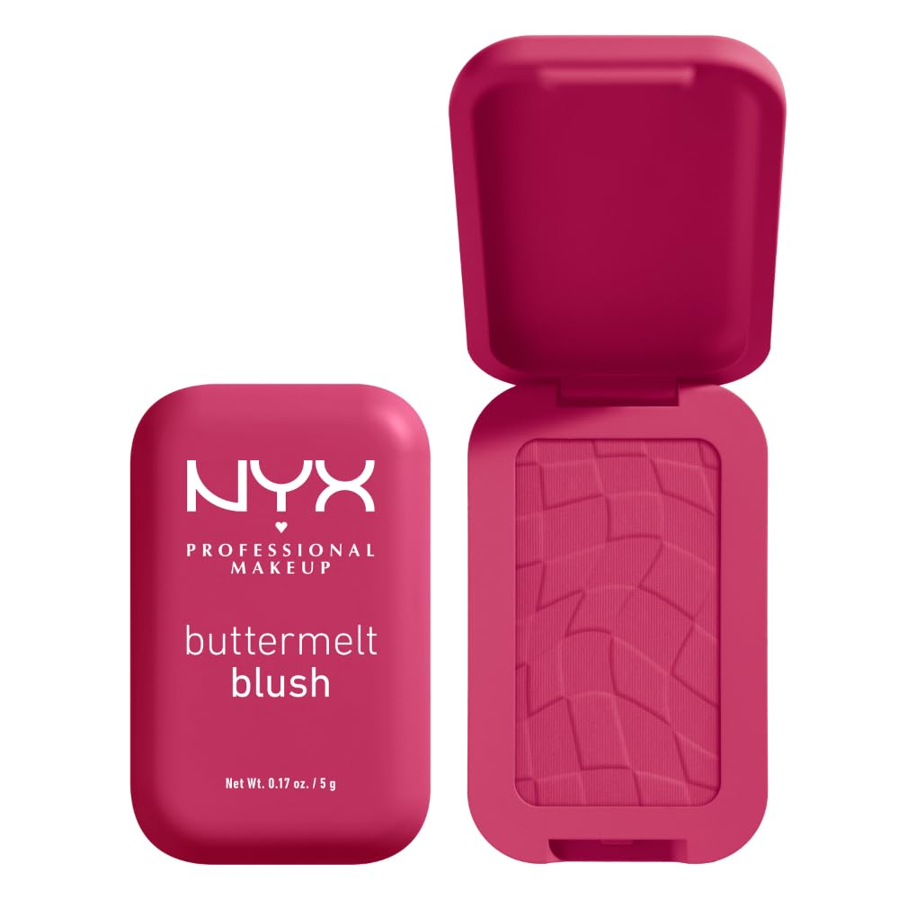 NYX PROFESSIONAL MAKEUP Buttermelt Powder Blush, Fade and Transfer-Resistant Blush, Up to 12HR Make Up Wear, Vegan Formula - Back And Butta