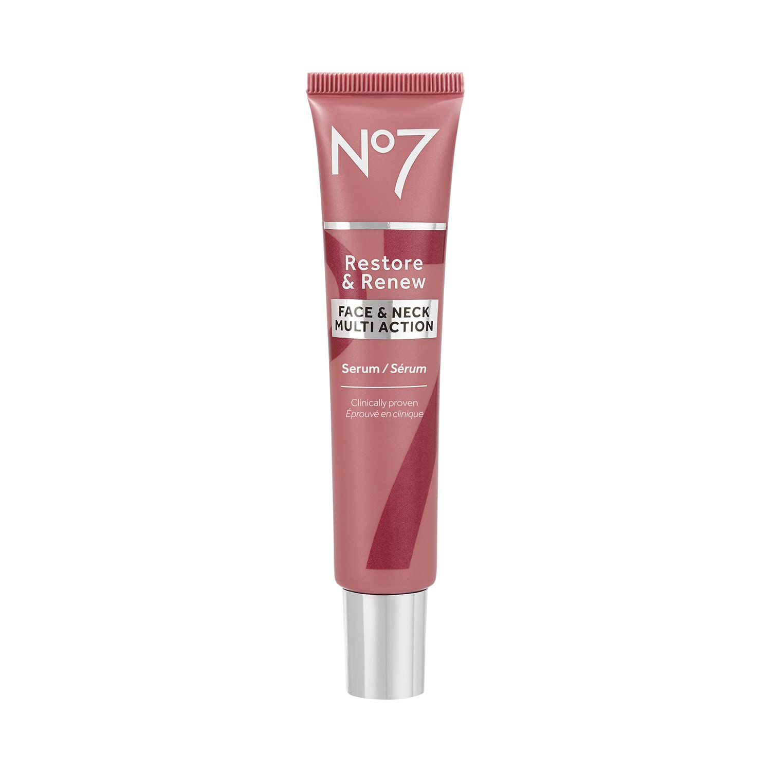 No7 Restore & Renew Multi-Action Face & Neck Serum - Anti Aging Face Serum for Women with Deep Wrinkle Repair - Collagen Infused with Hydrating Hibiscus Peptides & Hyaluronic Acid (0.5 Fl Oz)