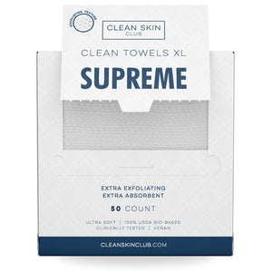 Clean Skin Club Clean Towels XL™, 100% USDA Biobased Face Towel, Disposable Face Towelette, Eczema Association Accepted, Makeup Remover Dry Wipes, Ultra Soft, 50 Ct, 1 Pack