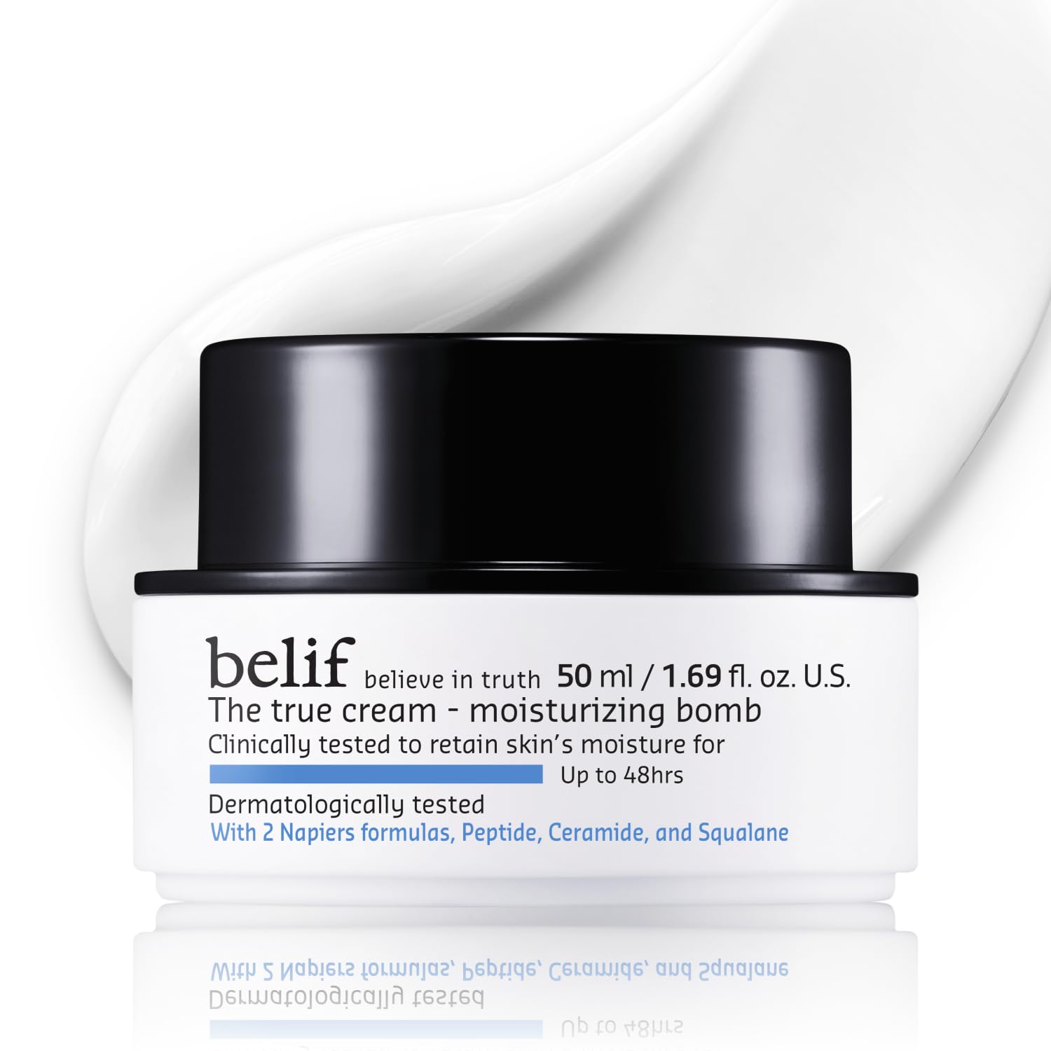 belif Moisturizing Bomb – Daily Ceramide Moisturizer with Peptide & Squalane, 48hr Hydration & Anti-Aging Cream, Milky & Lightweight, Restores Skin Barrier, Korean Skincare