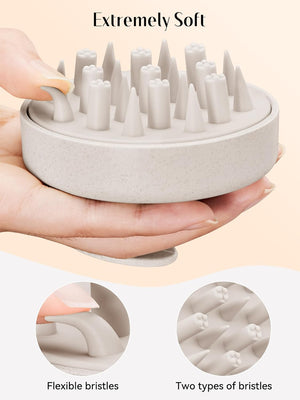 HEETA Hair Scalp Massager for Hair Growth, Shampoo Brush, Scalp Scrubber Exfoliator with Soft Silicone Bristles for Dandruff Removal to Relieve Stress, Wet Dry Use Updated Material, Beige