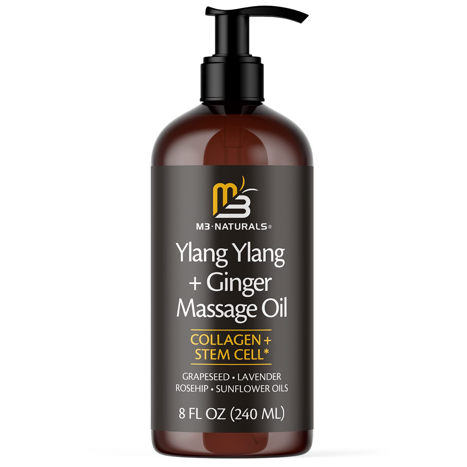 M3 Naturals Firming Body Massage Oil with Collagen & Stem Cell – Helps Smooth The Appearance of Cellulite & Improve Skin Texture – Refreshing Aromatherapy Body Oil for Legs & Full Body – 8 Fl Oz