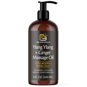 M3 Naturals Firming Body Massage Oil with Collagen & Stem Cell – Helps Smooth The Appearance of Cellulite & Improve Skin Texture – Refreshing Aromatherapy Body Oil for Legs & Full Body – 8 Fl Oz