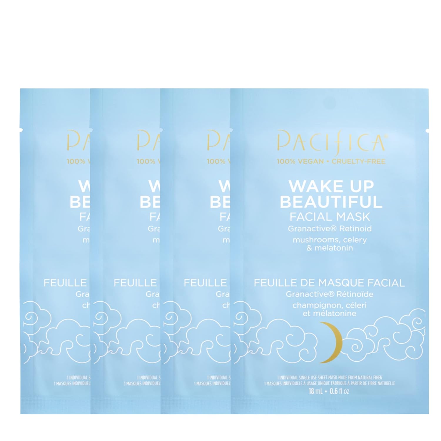 Pacifica Sheet Face Mask - Glow Baby Brightening Facial Mask w/Vitamin C, Aloe & Kelp – Cooling Mask for Dark Spots & Fine Lines - Clean Beauty Vegan & Cruelty-Free Dermatologist Tested