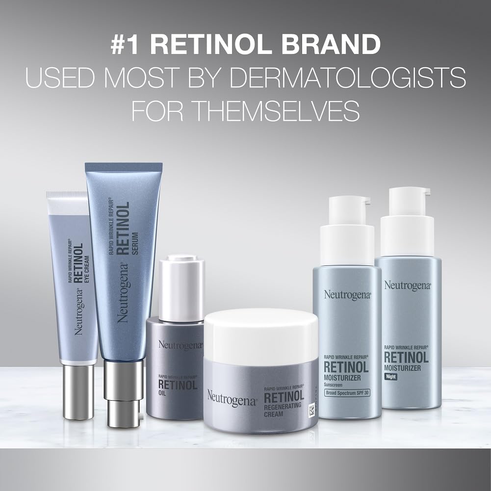 Title: Neutrogena Rapid Wrinkle Repair Retinol Face Moisturizer, Fragrance Free, Daily Anti-Aging Face Cream with Retinol & Hyaluronic Acid to Fight Fine Lines, Wrinkles, & Dark Spots, 1.7 oz
