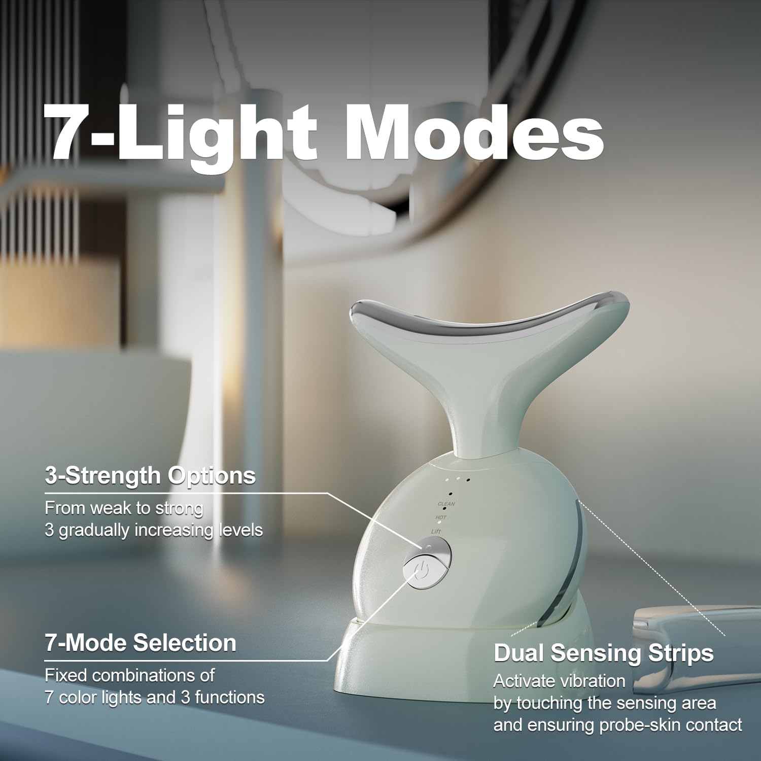 7 in 1 Face Massager Tool, Red Light Therapy for Face and Neck, Portable Face Lift Device, Neck Massager for Double Chin Reducer