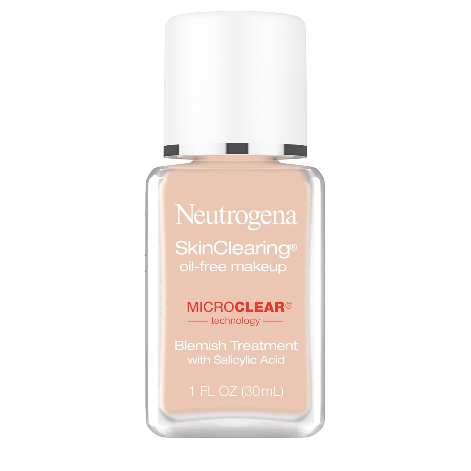 Neutrogena SkinClearing Oil-Free Acne and Blemish Fighting Liquid Foundation with.5% Salicylic Acid Acne Medicine, Shine Controlling Makeup for Acne Prone Skin, 30 Buff, 1 fl. oz
