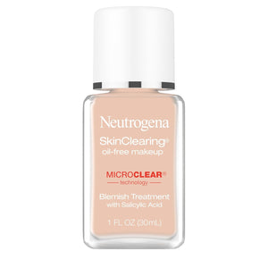 Neutrogena SkinClearing Oil-Free Acne and Blemish Fighting Liquid Foundation with.5% Salicylic Acid Acne Medicine, Shine Controlling Makeup for Acne Prone Skin, 30 Buff, 1 fl. oz