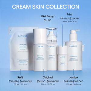 LANEIGE Cream Skin Refillable Toner & Moisturizer with Ceramides and Peptides: Korean Milky Toner, Amino Acid, Nourish, Hydrate, Barrier-Boosting, Visibly Firm