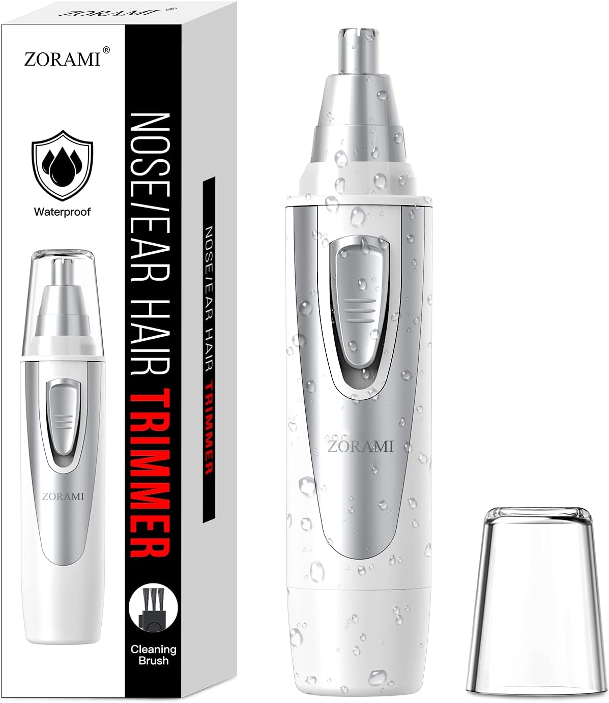 Ear and Nose Hair Trimmer Clipper - 2025 Professional Painless Eyebrow & Facial Hair Trimmer for Men Women, Battery-Operated Trimmer with IPX7 Waterproof, Dual Edge Blades for Easy Cleansing Pink