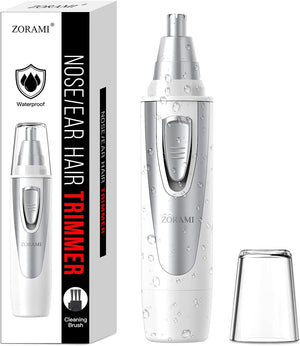 Ear and Nose Hair Trimmer Clipper - 2025 Professional Painless Eyebrow & Facial Hair Trimmer for Men Women, Battery-Operated Trimmer with IPX7 Waterproof, Dual Edge Blades for Easy Cleansing Pink
