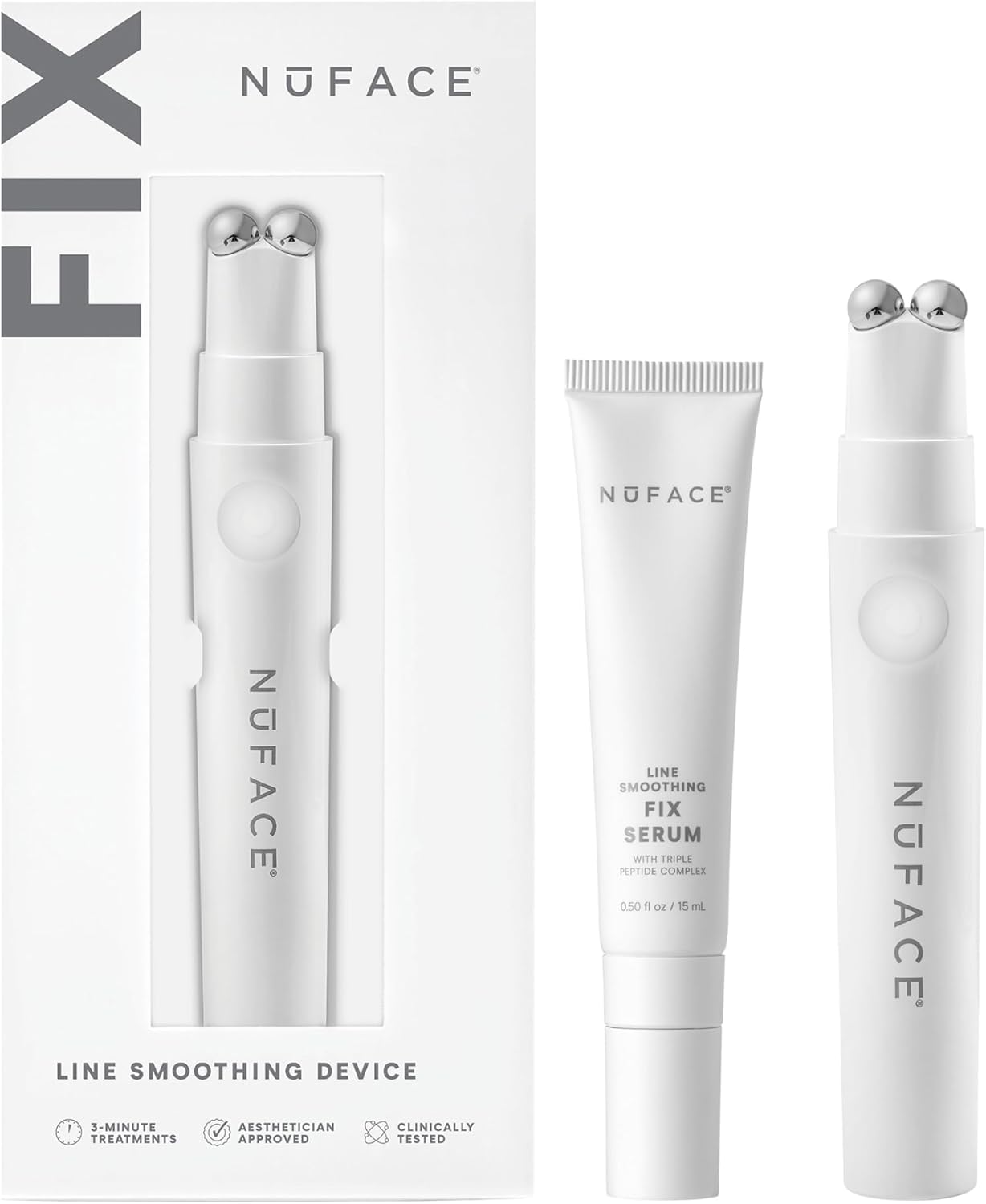 NuFACE FIX MicroWand Microcurrent Facial Device, FDA Cleared - Eyes, Lips & Lines Treatment with Serum Activator - Lip Plumper, Eye Depuffing Wand, Wrinkle & Smile Line Reducer, 3 On-the-Go Modes