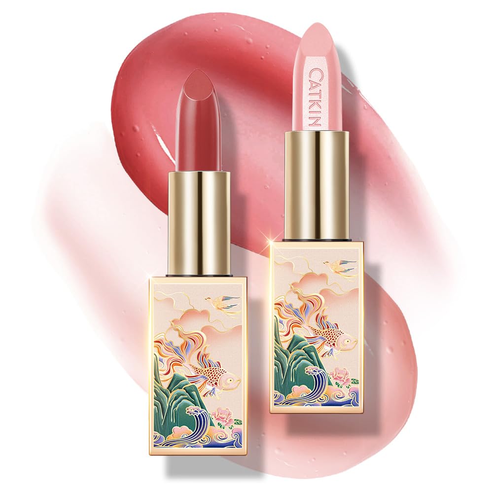 CATKIN Lip Balm Color Tinted Lip Stain Ultra Hydrating Moistrurizer Chapstick with Vitamin E Nourishing For Cracked & Dry Lips 0.12 oz C06 Camellia